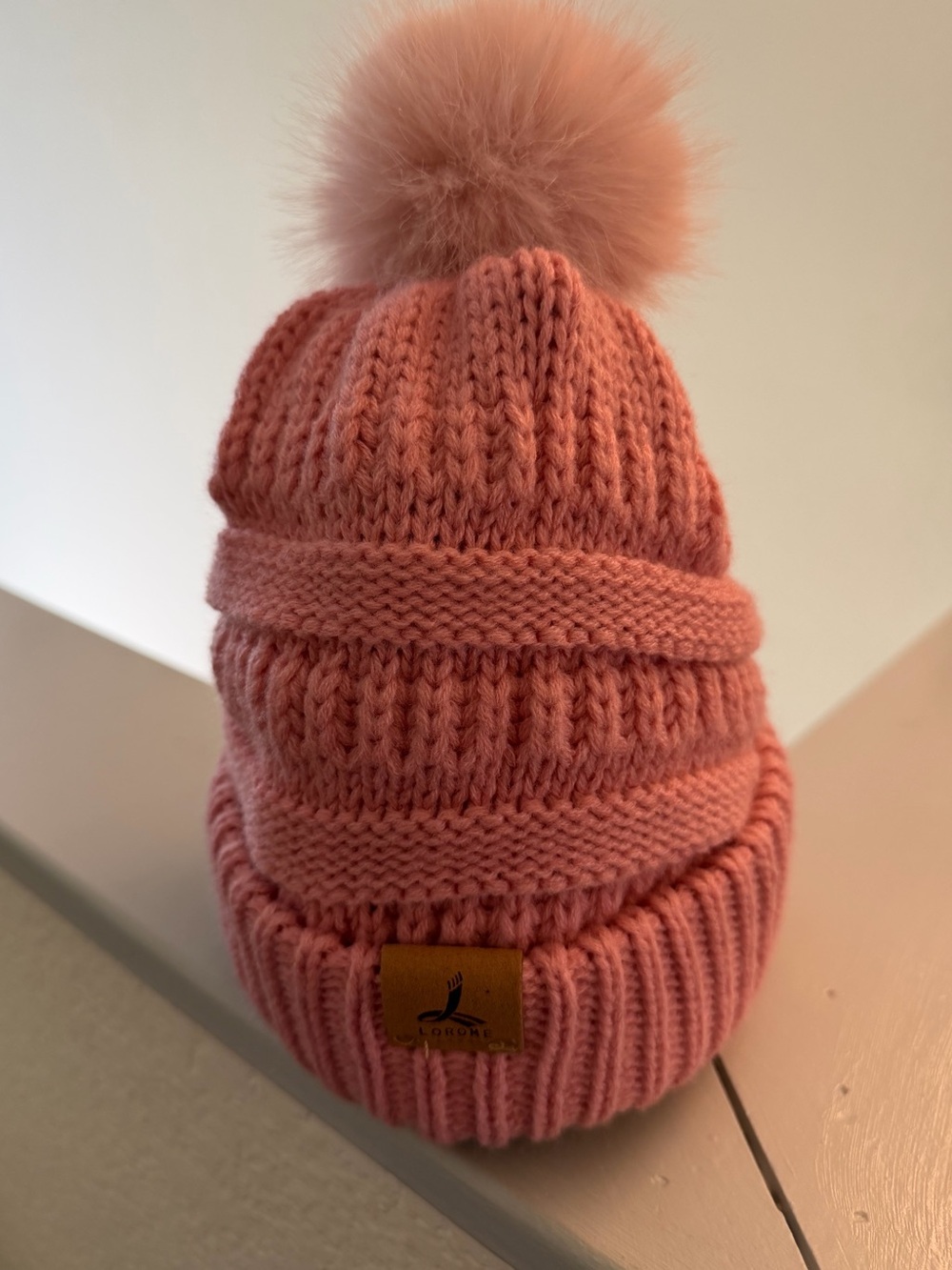 Larome Pom Pom Knit Beanie - Pink